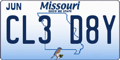 MO license plate CL3D8Y