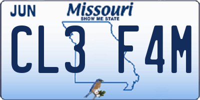 MO license plate CL3F4M