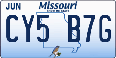 MO license plate CY5B7G