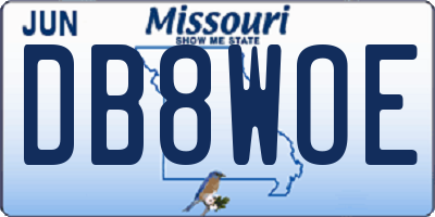 MO license plate DB8WOE