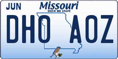 MO license plate DH0A0Z