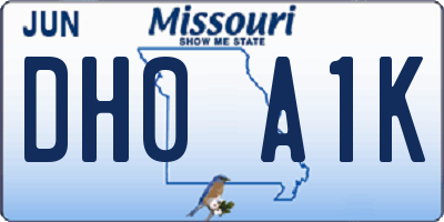 MO license plate DH0A1K