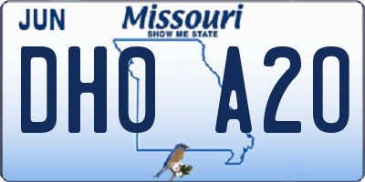 MO license plate DH0A2O