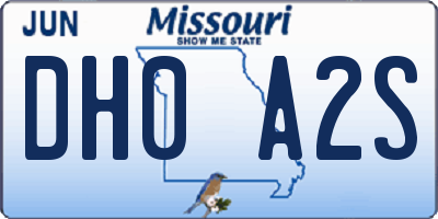 MO license plate DH0A2S