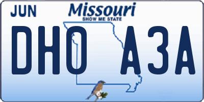 MO license plate DH0A3A