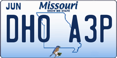 MO license plate DH0A3P
