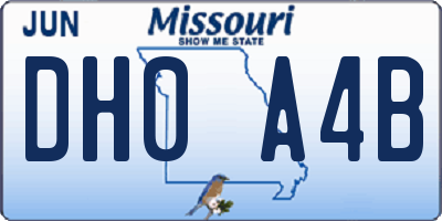 MO license plate DH0A4B
