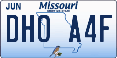 MO license plate DH0A4F