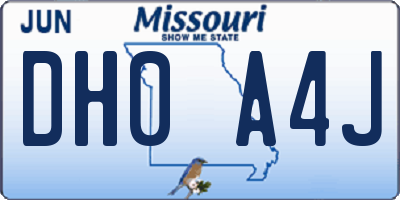 MO license plate DH0A4J