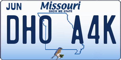 MO license plate DH0A4K