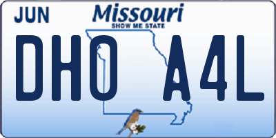 MO license plate DH0A4L