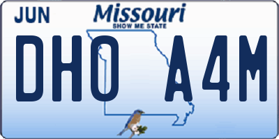 MO license plate DH0A4M