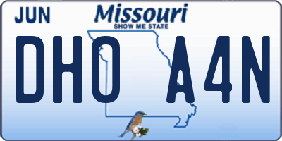 MO license plate DH0A4N