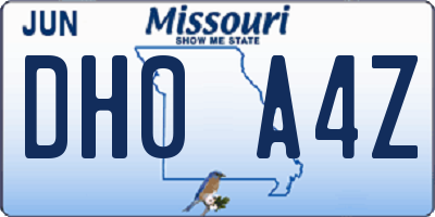 MO license plate DH0A4Z
