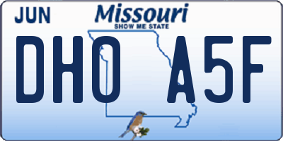 MO license plate DH0A5F