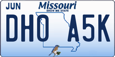 MO license plate DH0A5K