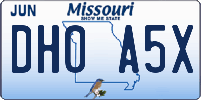 MO license plate DH0A5X
