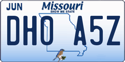 MO license plate DH0A5Z