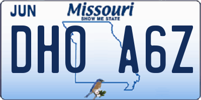 MO license plate DH0A6Z