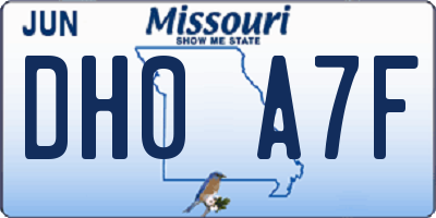 MO license plate DH0A7F
