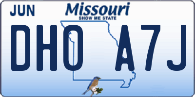 MO license plate DH0A7J