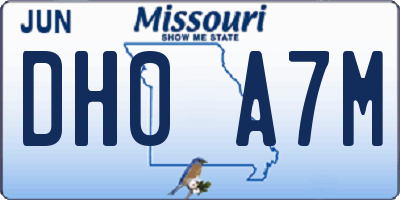 MO license plate DH0A7M