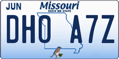 MO license plate DH0A7Z