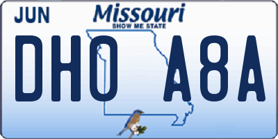 MO license plate DH0A8A