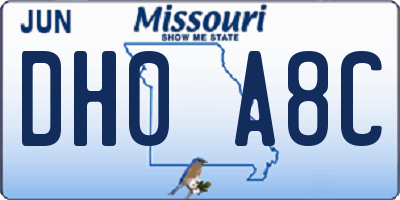MO license plate DH0A8C