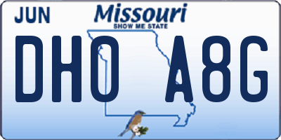 MO license plate DH0A8G