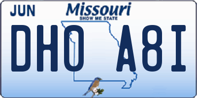 MO license plate DH0A8I