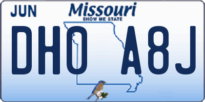 MO license plate DH0A8J