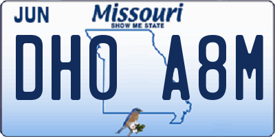 MO license plate DH0A8M