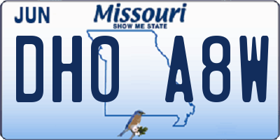 MO license plate DH0A8W