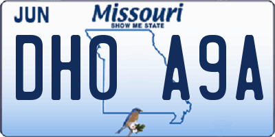 MO license plate DH0A9A
