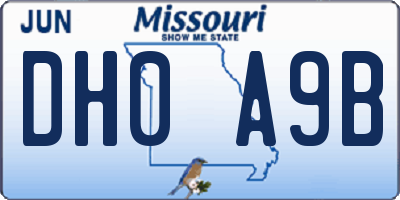 MO license plate DH0A9B
