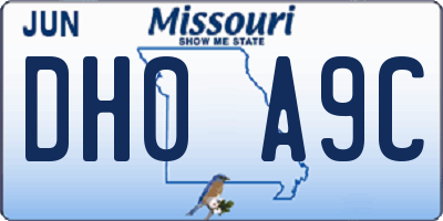 MO license plate DH0A9C