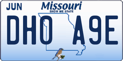 MO license plate DH0A9E