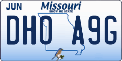 MO license plate DH0A9G