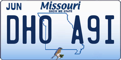 MO license plate DH0A9I