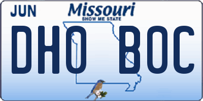 MO license plate DH0B0C