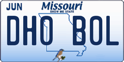 MO license plate DH0B0L