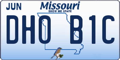 MO license plate DH0B1C