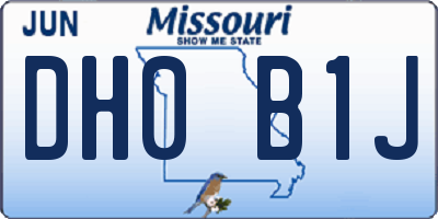 MO license plate DH0B1J