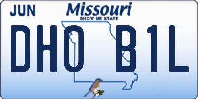 MO license plate DH0B1L