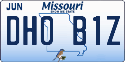 MO license plate DH0B1Z