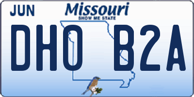 MO license plate DH0B2A
