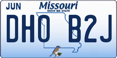 MO license plate DH0B2J