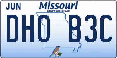 MO license plate DH0B3C