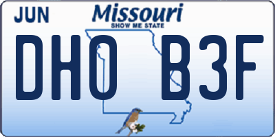 MO license plate DH0B3F